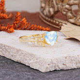 Nature Inspired 4 Prong Heart Shaped Moonstone Wedding Ring